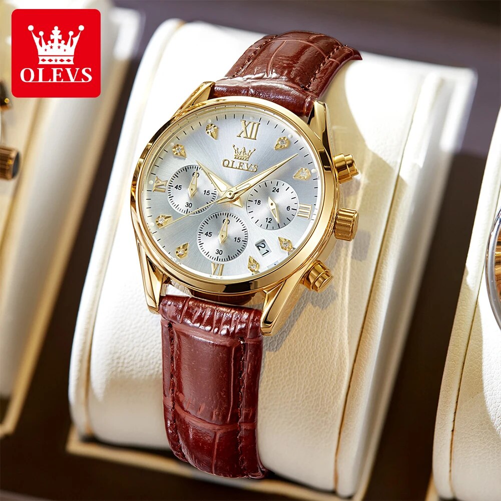 Luxury Watch Leather Strap - OLEVS 5523 Women's Watches Leather Strap