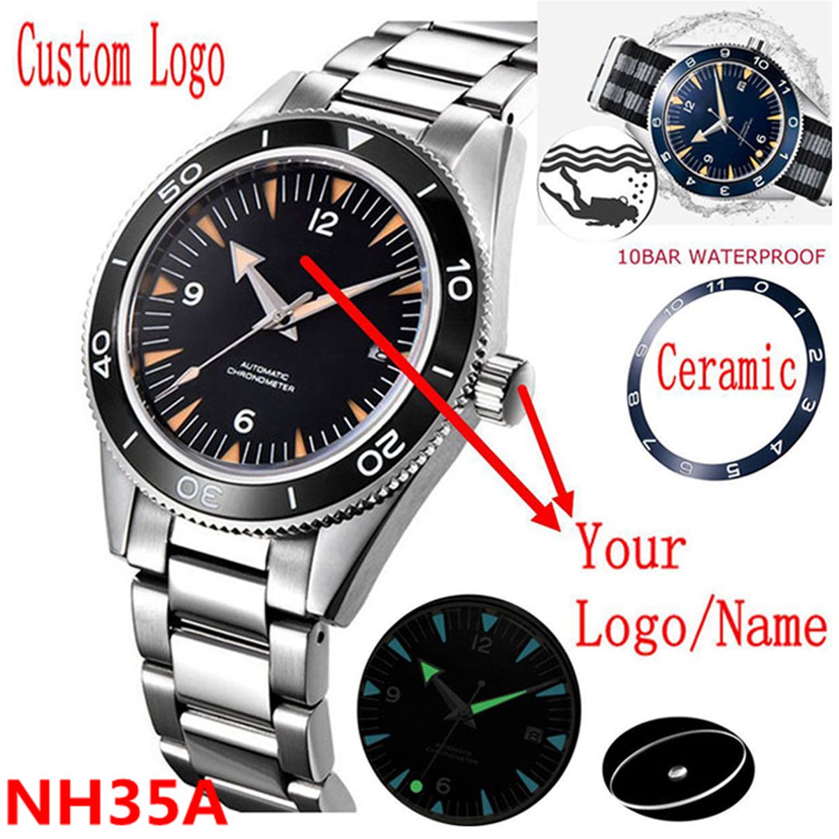 Luxury Watch Uk - Custom Logo NH35 Movement Watch 10bars
