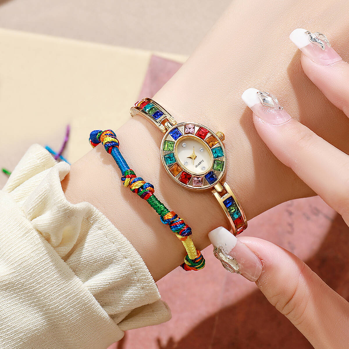 Ladies Luxury Watch - 2PCS/Set Luxury Rhinestone Women Watches Fashion
