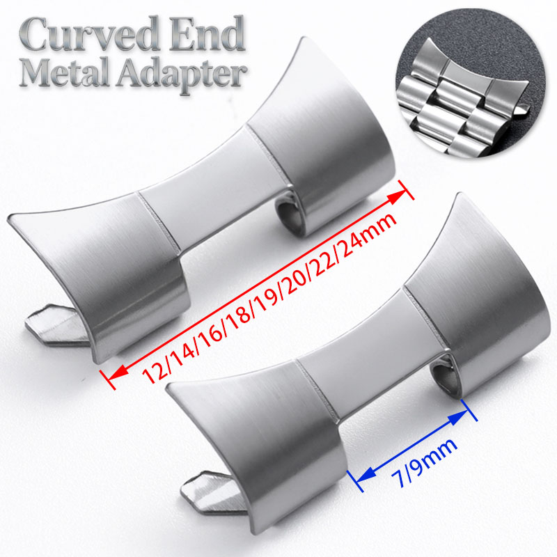 Luxury Watch Expensive - Curved End Stainless Steel Adapter 12/14/16/18/19/20/22/24mm