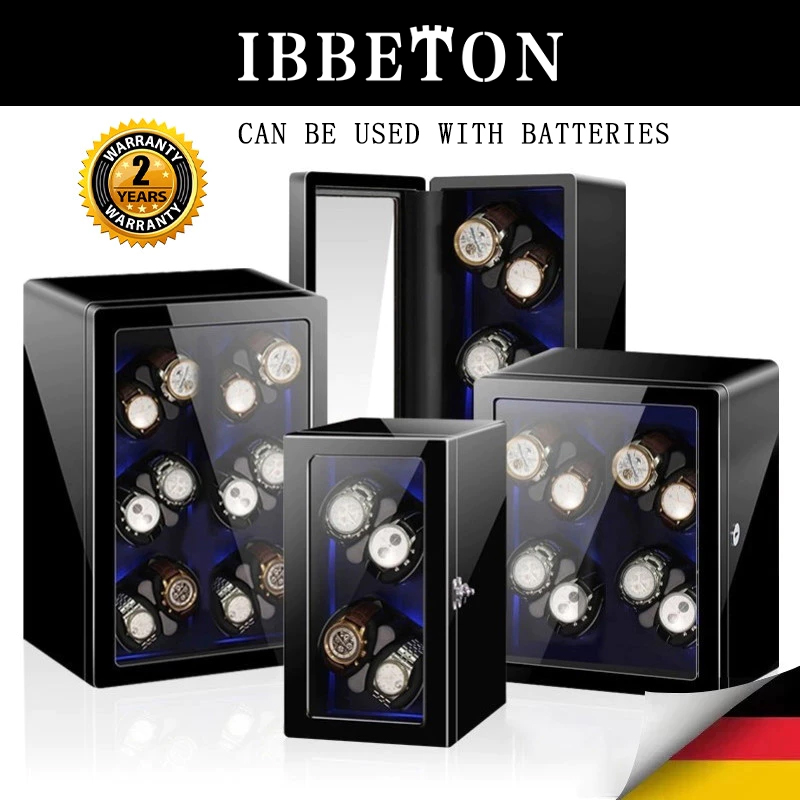 Luxury Watch Winder Box - IBBETON【Battery】Watch Winder Box Automatic 2/4/6/8/12 slot