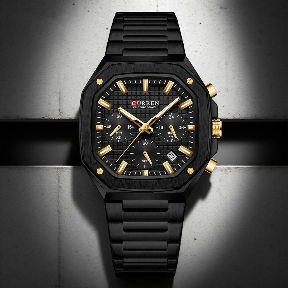 Luxury Watch Men - CURREN Luxury Square Chrono Watch for