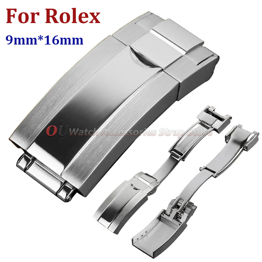 Luxury Watch Black - 9mmx16mm Stainless Steel Deployment Clasp for