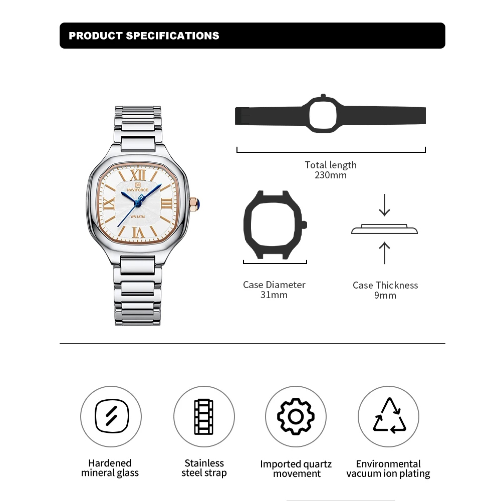NAVIFORCE Luxury Women's Watch - Luxury Watch Black review and price