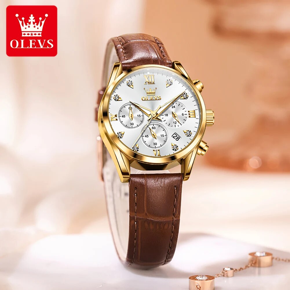 OLEVS 5523 Women's Watches Lea - Luxury Watch Leather Strap review and price