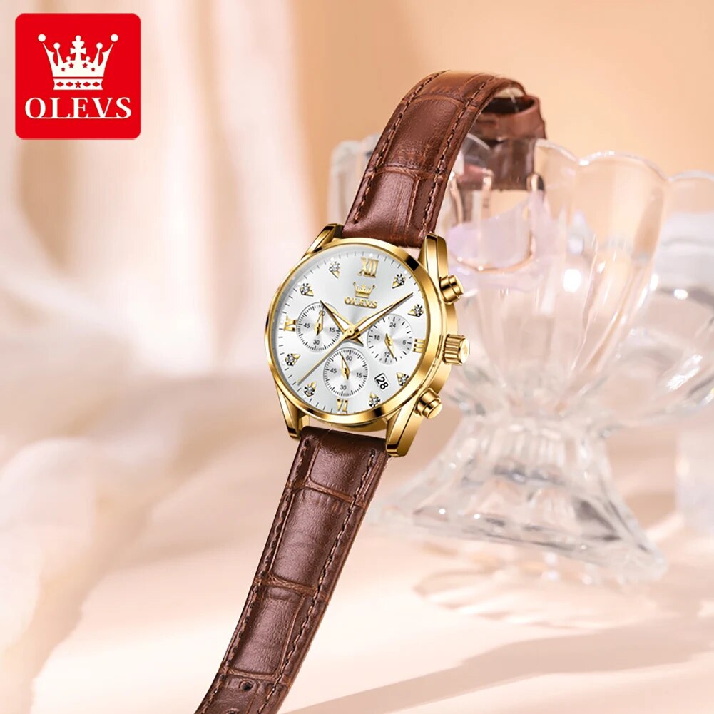 OLEVS 5523 Women's Watches Lea - Luxury Watch Leather Strap review and price