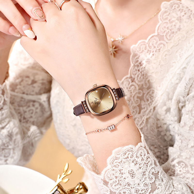 Women's Rose Gold Square Watch - Luxury Watch Leather Strap review and price