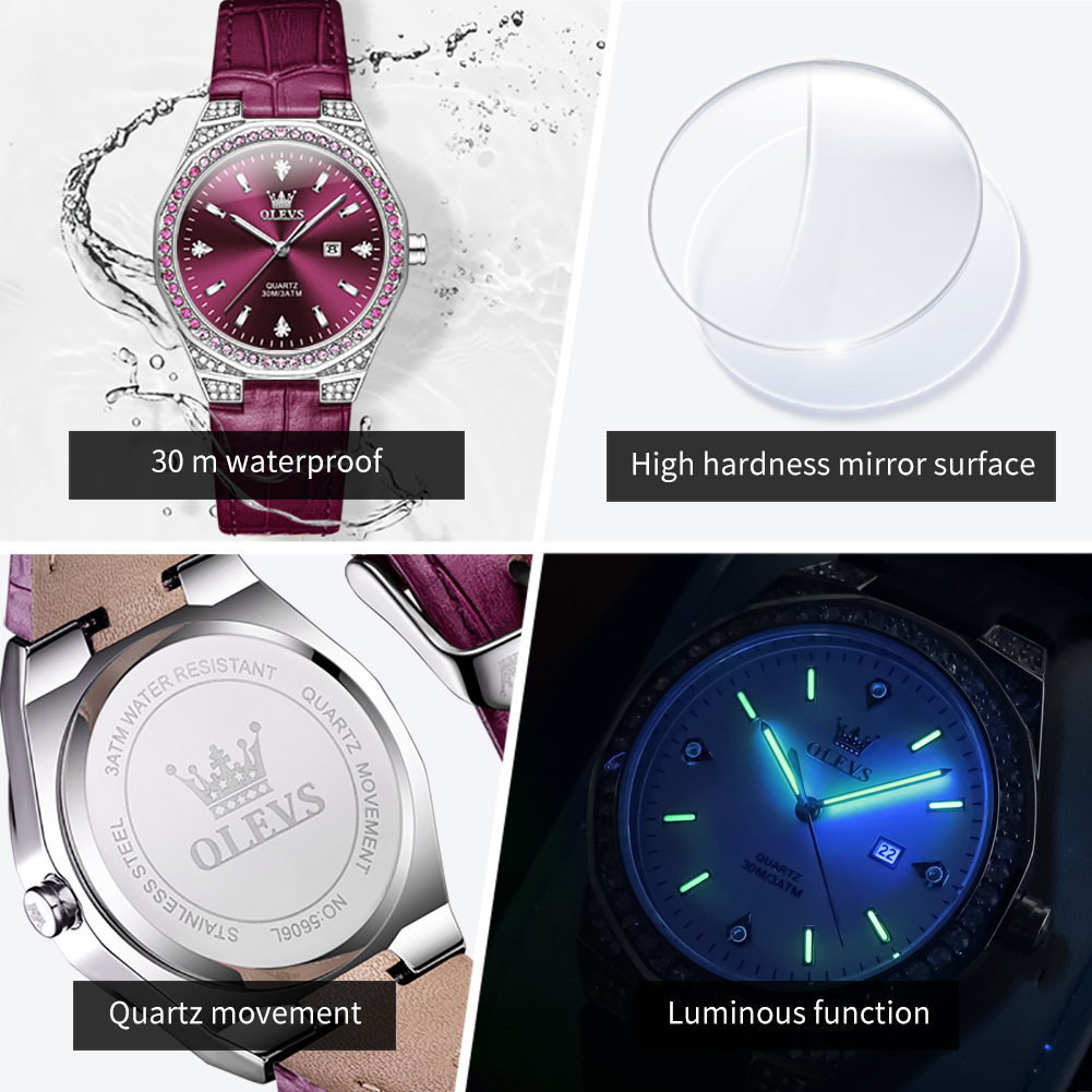 OLEVS Original Women's Watches - Luxury Watch Leather Strap review and price