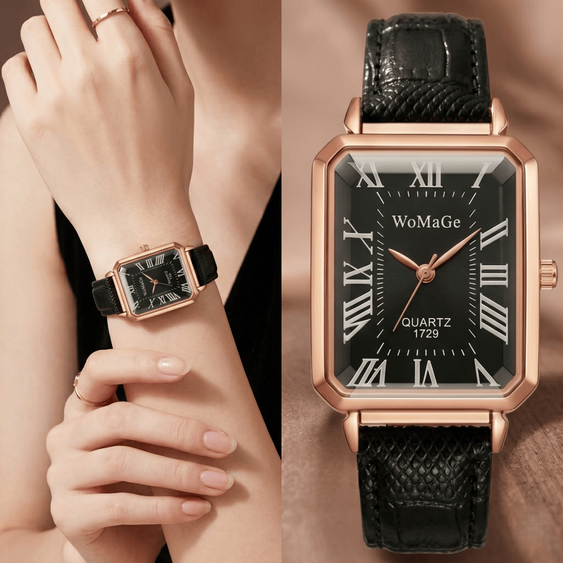 Fashion Rectangle Quartz Watch - Luxury Watch Leather Strap review and price