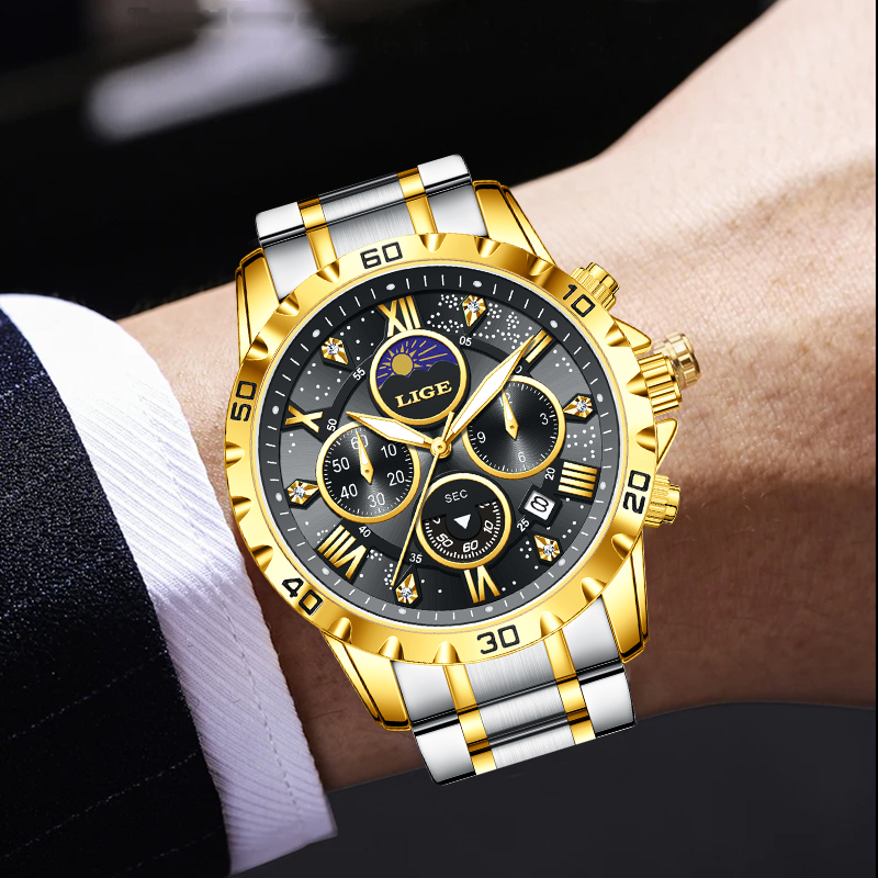 LIGE Top Brand Luxury Quartz M - Luxury Watch Men review and price